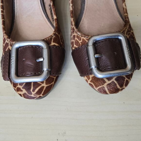 Fossil Womens Y2K Maddox Giraffe Print Calf Hair Buckle Chunky Block Heels 11 - Picture 8 of 11